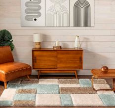 Modern Multicolor Geometric Hall Rug